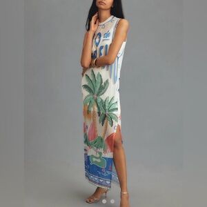 FARM Rio Palm Print Mesh Midi Dress Size:XL NWT